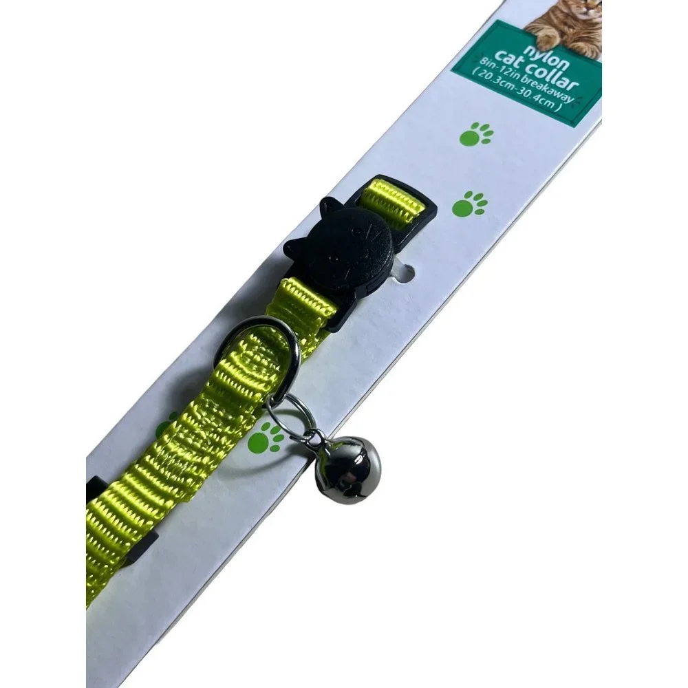 Cat Collar Nylon Neon Green PetShoppe Collar Size 8in-12in Breakaway